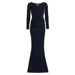 Chiara Boni La Petite Robe Kaya Long Mermaid Gown Maxi Dress Blue US 6 $320